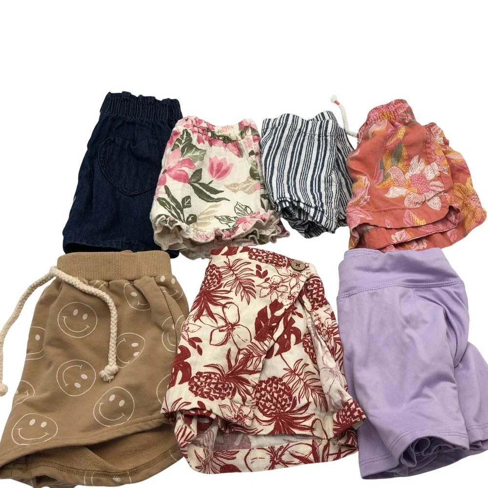 Girls 4T Shorts BUNDLE Summer 7 Piece Lot Carter's Oshkosh Skort Skirt